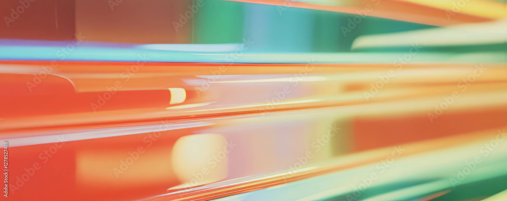 Poster vivid multicolored glossy stripes with light reflections for modern design