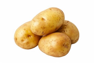 Fresh potatoes pile on white background. AI image