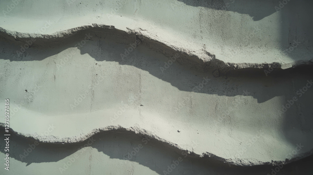 Poster textured mud wall with deep grooves and shadows for architectural design