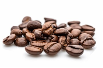 Naklejka premium Coffee beans on white background. AI image
