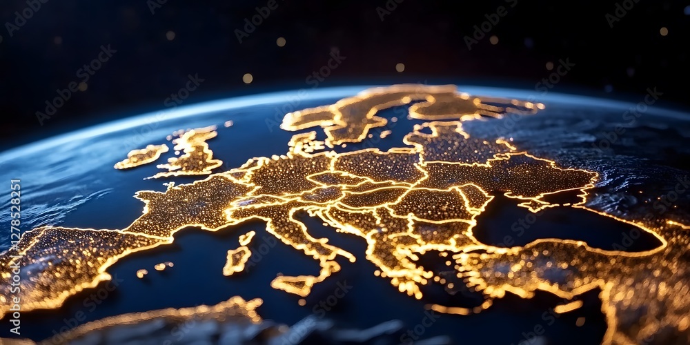 Aufkleber global connectivity in europe a dynamic visualization of network and infrastructure at night