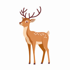 Cartoon Deer with White Spots and Dark Antlers