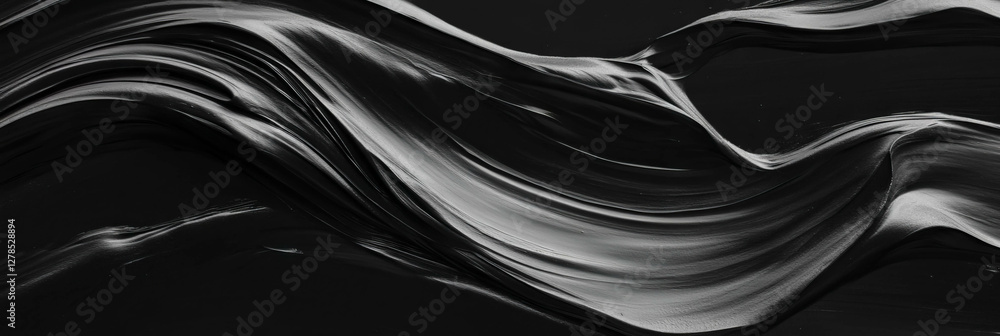 Poster Elegant abstract black paint texture with smooth flowing brush strokes for design and art projects