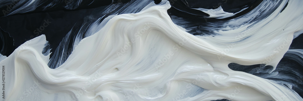 Poster abstract flowing paint texture featuring smooth brush strokes in monochrome