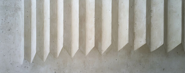 Subtle textured pattern of thin vertical ribs on plaster surface for interior design decoration