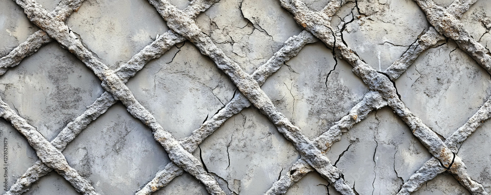 Poster intricate texture of twisted diamond lattice on cracked surface for design and decoration