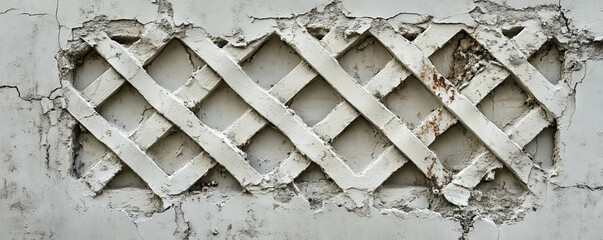 Weathered twisted diamond lattice texture on cracked wall