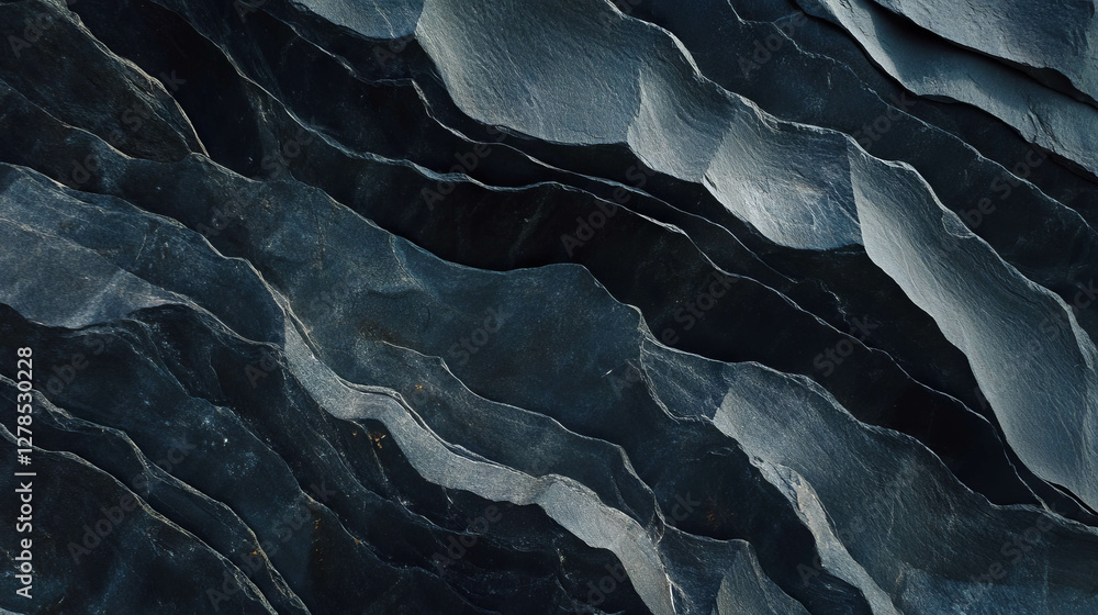 Poster Abstract black slate texture with varied surface layers for design and background use