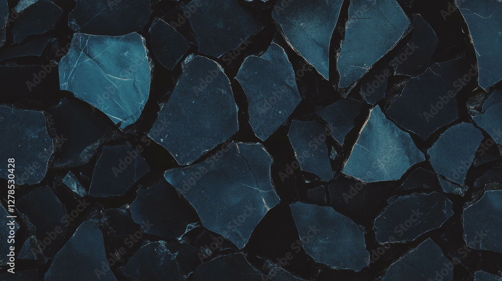 Poster Abstract pattern of cracked black slate texture for background design