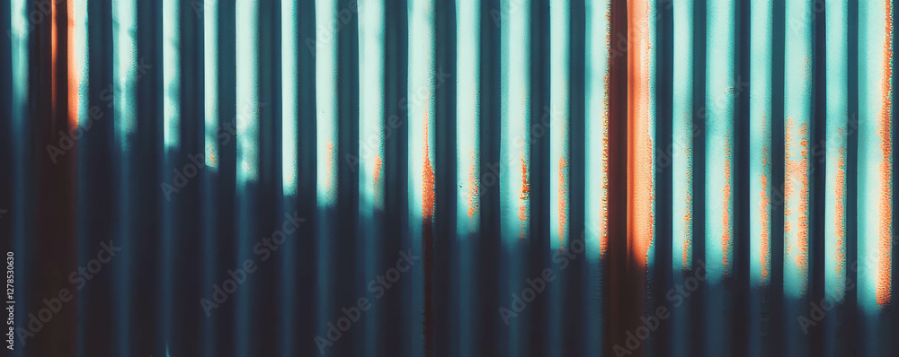 Poster Textured pattern of uneven ribbed wall surface with varied width for design and architecture