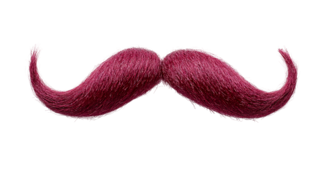 Magenta handlebar mustache isolated on transparent background, perfect for creative projects - Powered by Adobe