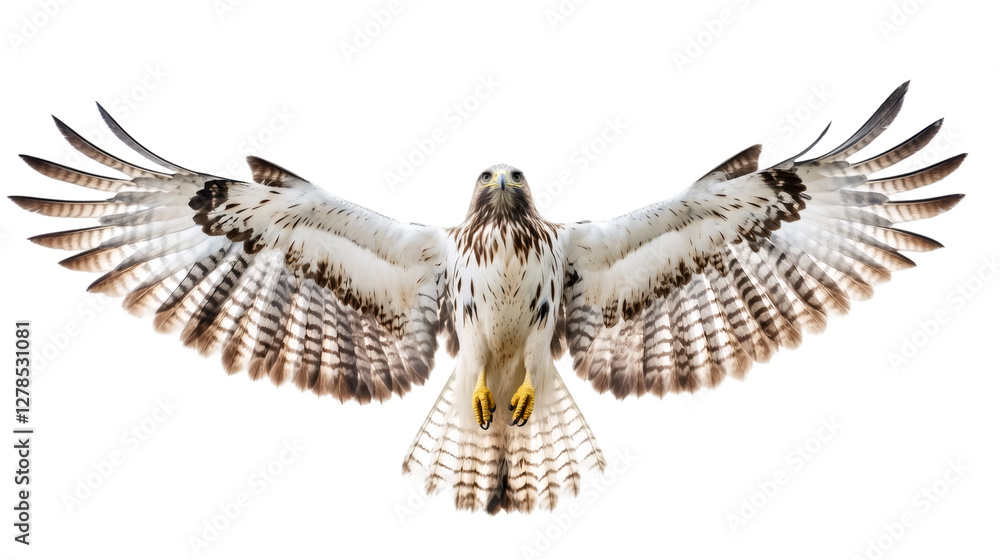 Poster Common buzzard with open wings isolated on transparent background, ideal for photo editing and compositions