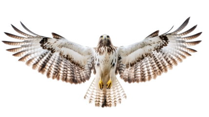 Common buzzard with open wings isolated on transparent background, ideal for photo editing and compositions