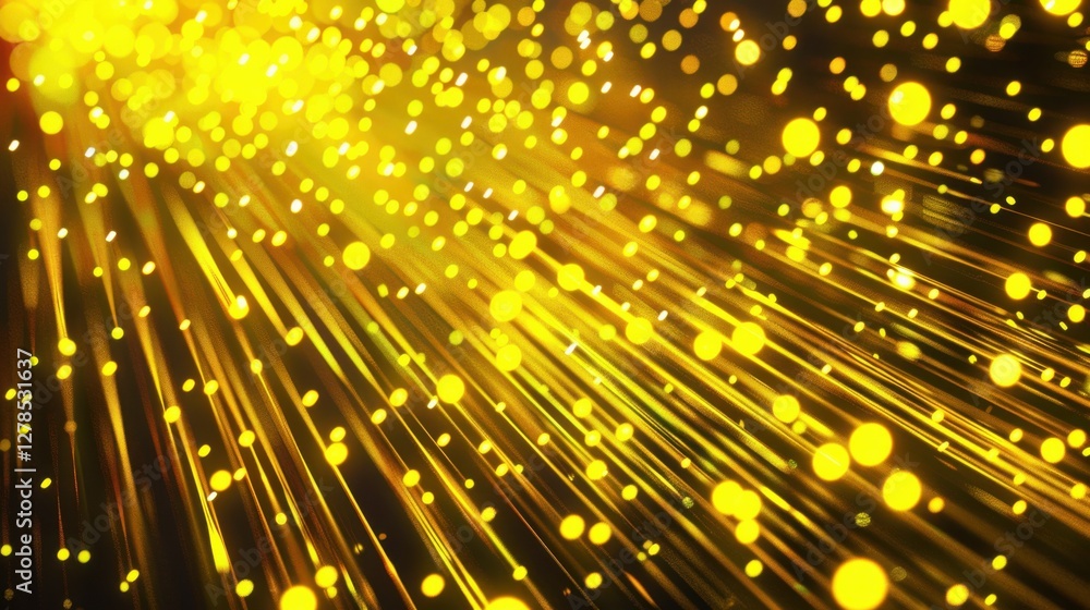 Poster vibrant golden particles dance through the air creating a mesmerizing visual display during a festiv