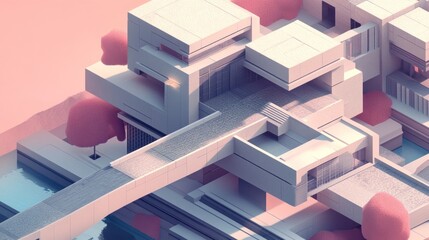 Modern minimalist architecture, geometric house design.