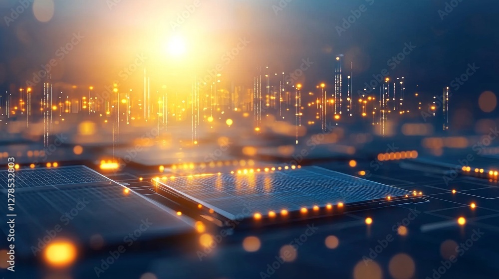 Poster illuminating data transformation events futuristic digital environment abstract visuals high-tech im