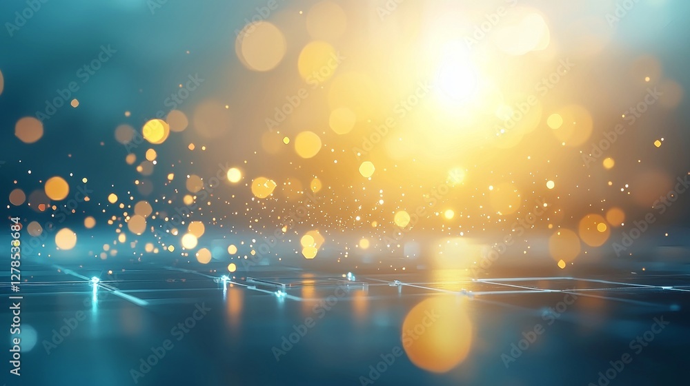 Poster dynamic light particles creating a magical aura digital space abstract art high-tech environment ill