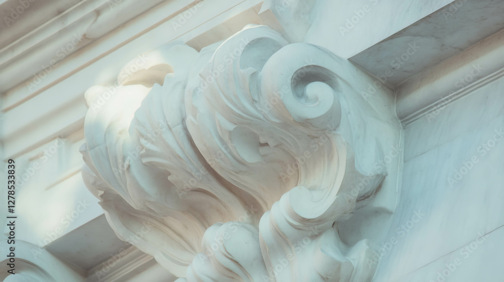 Poster intricate abstract wall molding with elegant curves and details for architectural design