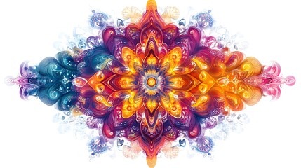 Vibrant Kaleidoscopic Fractal Mandala with Colorful Psychedelic Symmetry