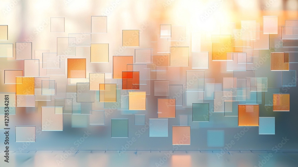 Aufkleber dynamic abstract art displaying colorful geometric shapes modern gallery digital artwork contemporar