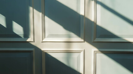 Obraz premium Elegant interior design with light wall and dark molding featuring soft shadows