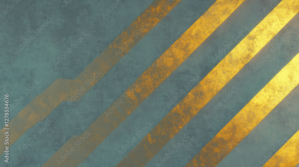 Poster elegant wall design with intersecting gold molding on textured surface