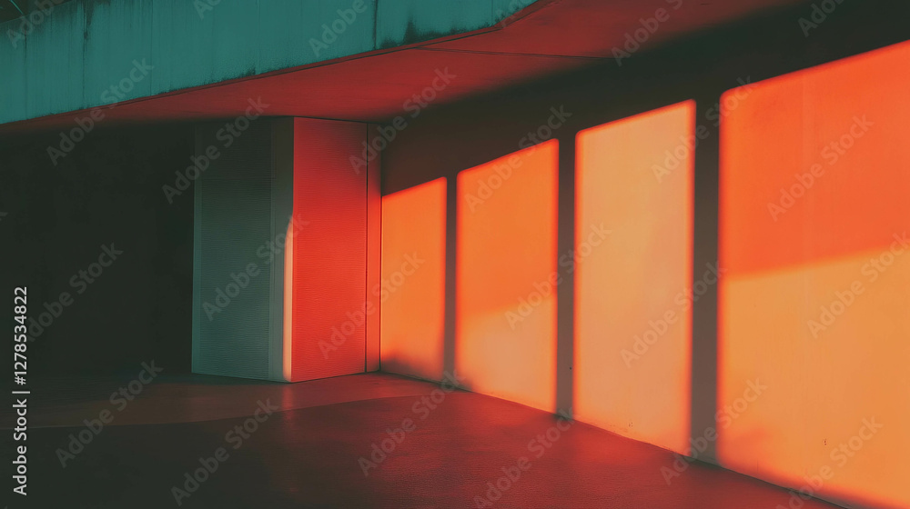 Poster abstract architectural scene with bold light and shadow play