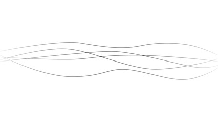 A minimalistic abstract line drawing featuring flowing, overlapping black curves on a white background. The composition exudes a sense of movement, balance, and fluidity, resembling organic waveforms 