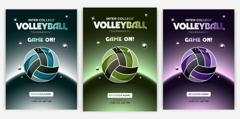 Inter College Volleyball Tournament Flyer Template Modern and Editable Design for Schools and Universities Perfect for Volleyball Championships Leagues and Sports Events Print Ready and Customizable.