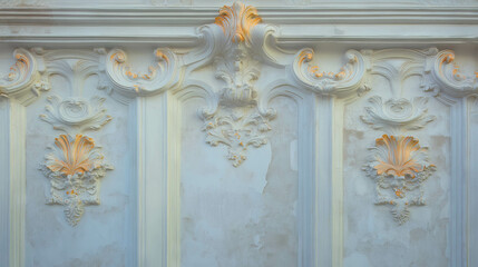 Elegant ornate floral gold wall molding for luxurious interior decoration
