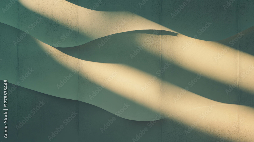 Poster abstract wall design with overlapping curved molding and light shadows