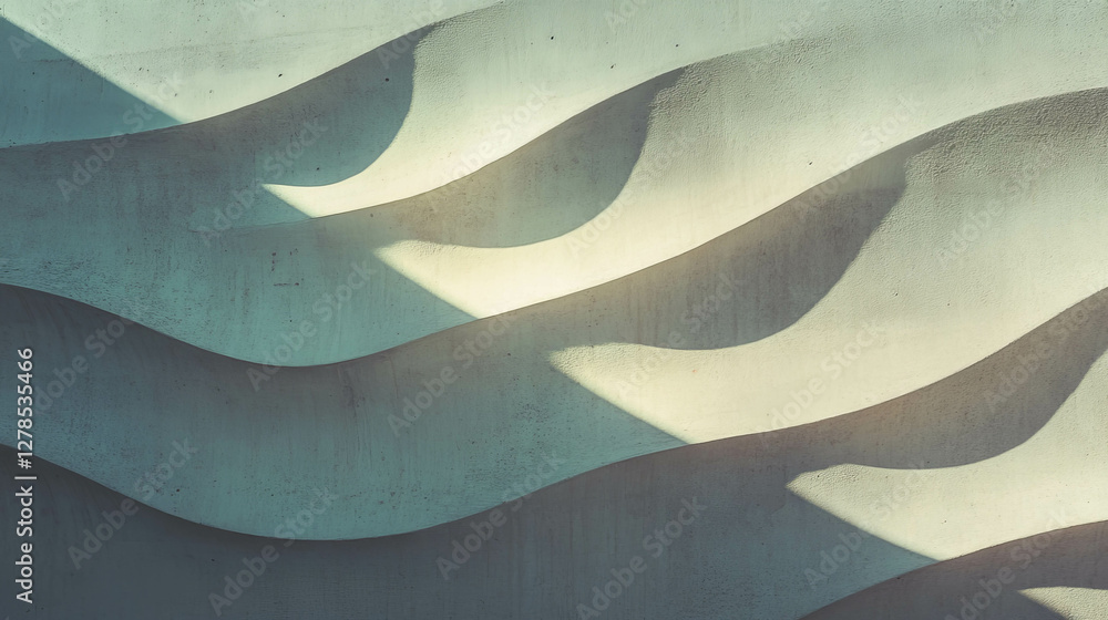 Poster Abstract pattern of curved wall molding with play of light and shadow