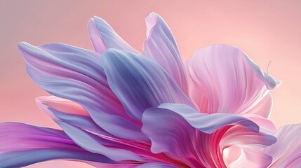 Fototapeta premium Abstract floral pattern with soft pink and purple flowing textures on a pastel background, resembling delicate flower petals.