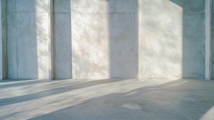 Architectural texture with smooth plaster molding and sunlit wall design