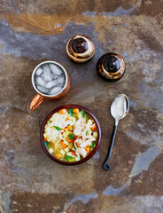 mulligatawny soup with chicken and mixed vegetables