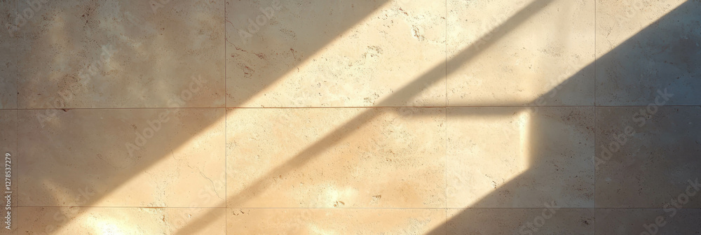 Poster warm beige wall texture with subtle light reflections for interior design and background use