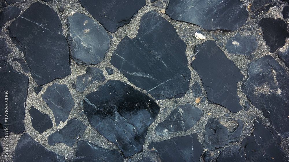 Aufkleber weathered black slate texture with rough surface for natural design and background use
