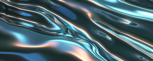 Fototapeta premium Abstract wavy ribbed metal texture with bright reflections for modern design