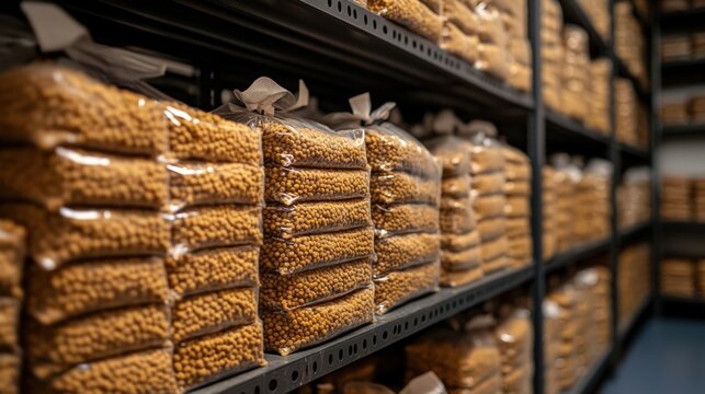Bulk food storage solutions warehouse photography industrial environment close-up view efficient organization