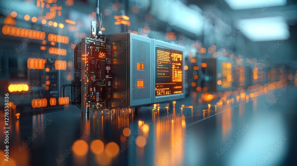 Aufkleber high-tech circuit board analysis modern technology laboratory digital content futuristic environment