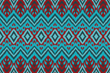 Ikat vector pattern, ethnic embroidery style, hand draw painting, fabric abstract.