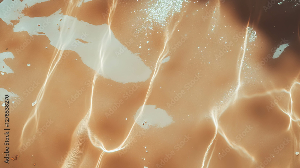 Poster glossy texture of wet smooth clay mud wall with reflective surface