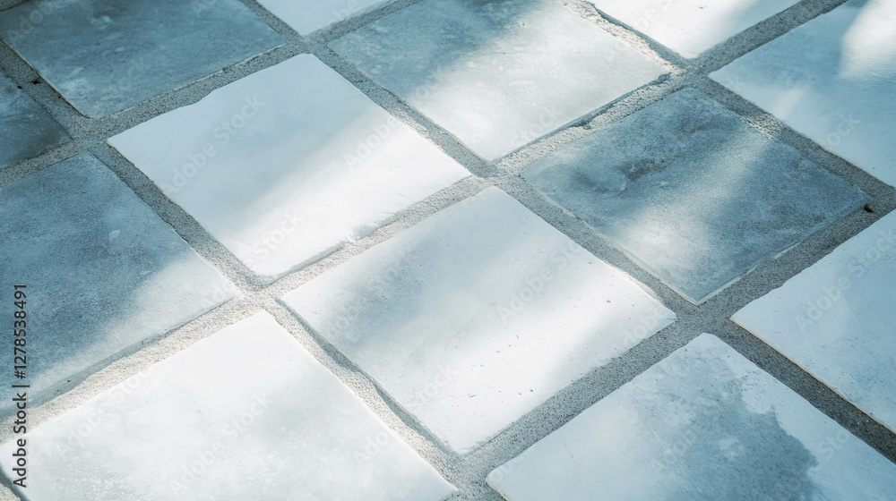 Poster abstract texture of white and grey tiles in geometric pattern for interior design