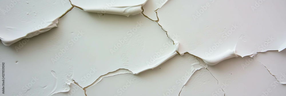 Poster subtle yellowing texture of cracked white wall surface for design and restoration projects