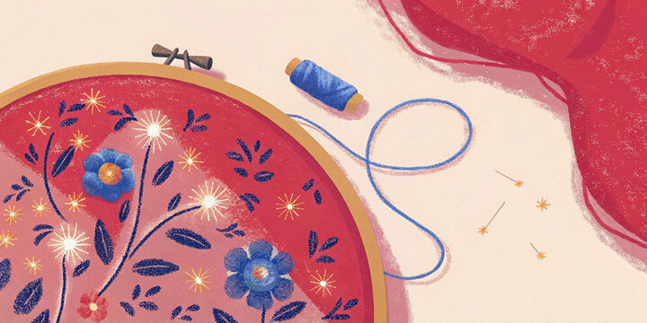 National craft month embroidery with floral patterns for creative inspiration