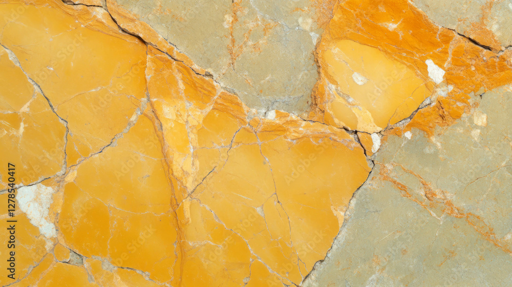Poster abstract yellow cracked limestone texture with deep fissures for artistic design
