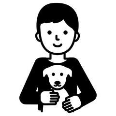 강아지를 안고있는 사람 아이콘