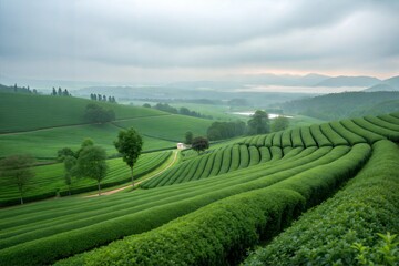 Fototapeta premium Serene Tea Plantation Landscape