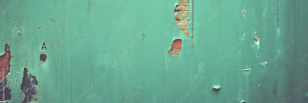 Poster textured wall with chipped plaster and rough grey markings for background use