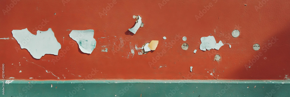 Poster rustic texture of a weathered wall with chipped plaster and rough grey marks